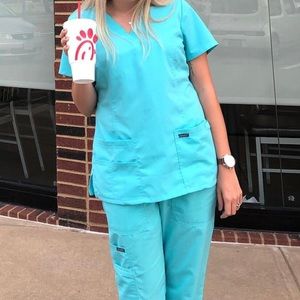 Teal Blue Scrub Set